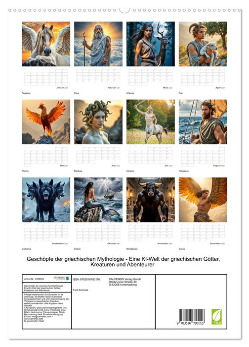 Geschöpfe der griechischen Mythologie - Eine KI-Welt der griechischen Götter, Kreaturen und Abenteurer (CALVENDO Premium Wandkalender 2027)