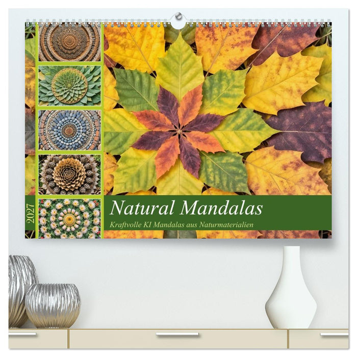 Natural Mandalas - Kraftvolle KI Mandalas aus Naturmaterialien (CALVENDO Premium Wandkalender 2027)
