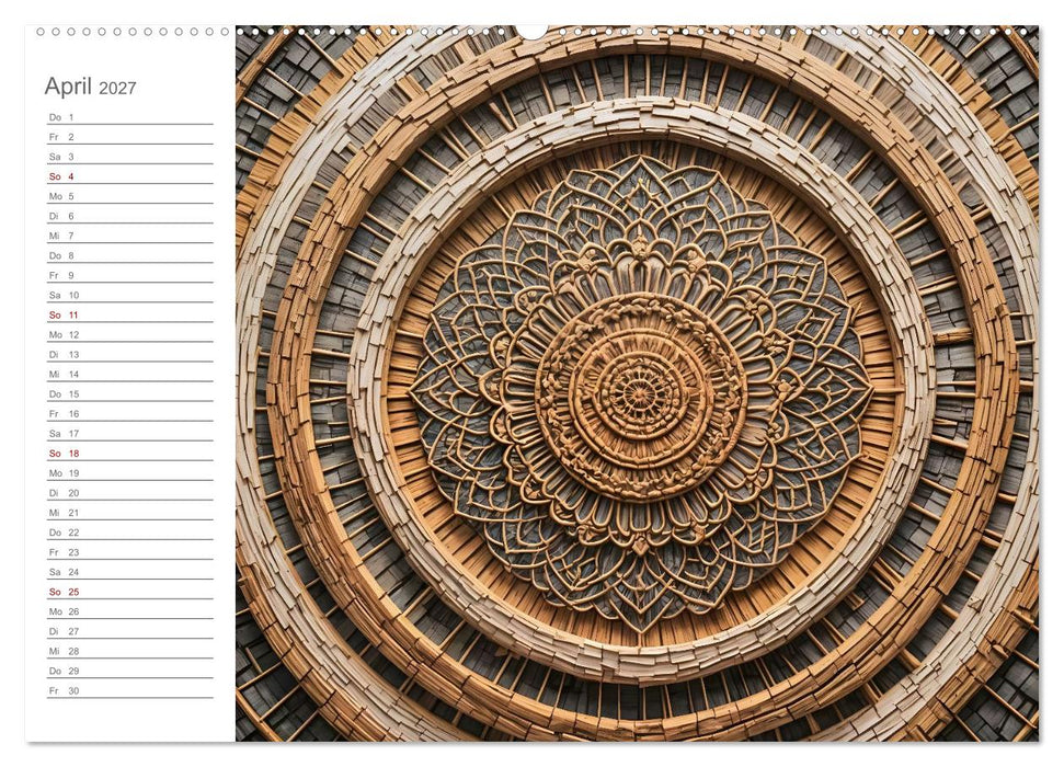 Natural Mandalas - Kraftvolle KI Mandalas aus Naturmaterialien (CALVENDO Premium Wandkalender 2027)