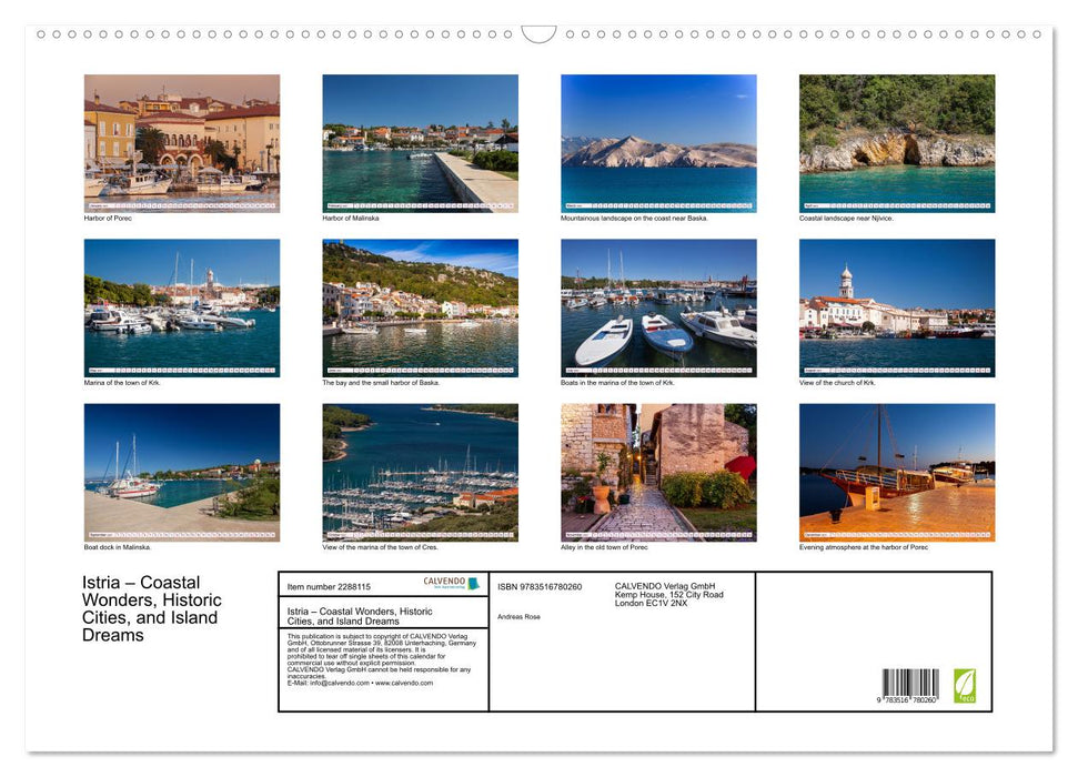 Istria – Coastal Wonders, Historic Cities, and Island Dreams (CALVENDO Monthly Calendar 2027)