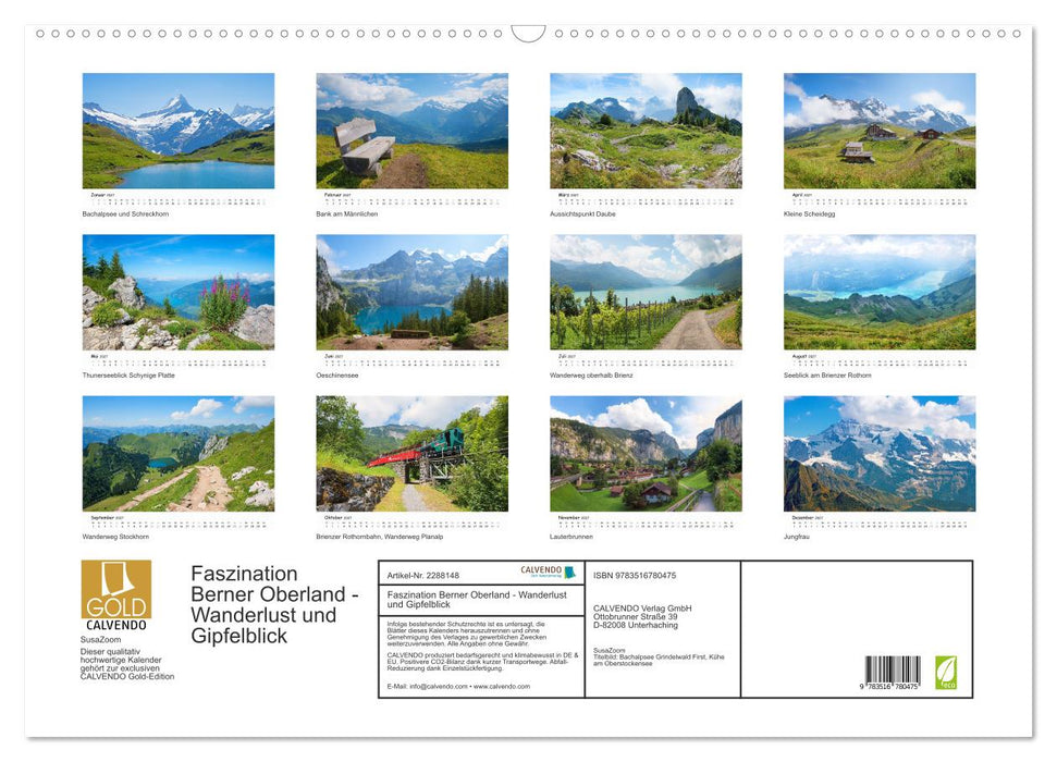 Faszination Berner Oberland - Wanderlust und Gipfelblick (CALVENDO Wandkalender 2027)