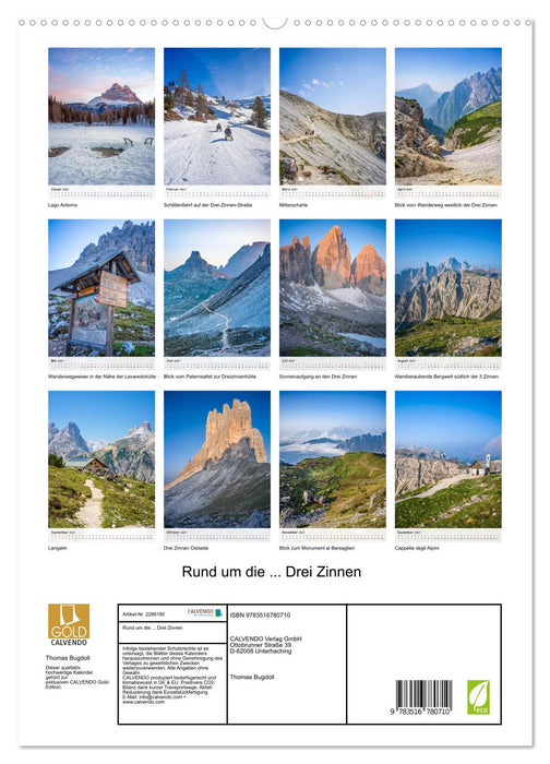 Rund um die ... Drei Zinnen (CALVENDO Premium Wandkalender 2027)