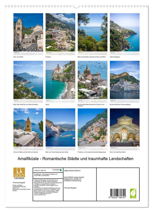 Amalfiküste - Romantische Städte und traumhafte Landschaften (CALVENDO Premium Wandkalender 2027)