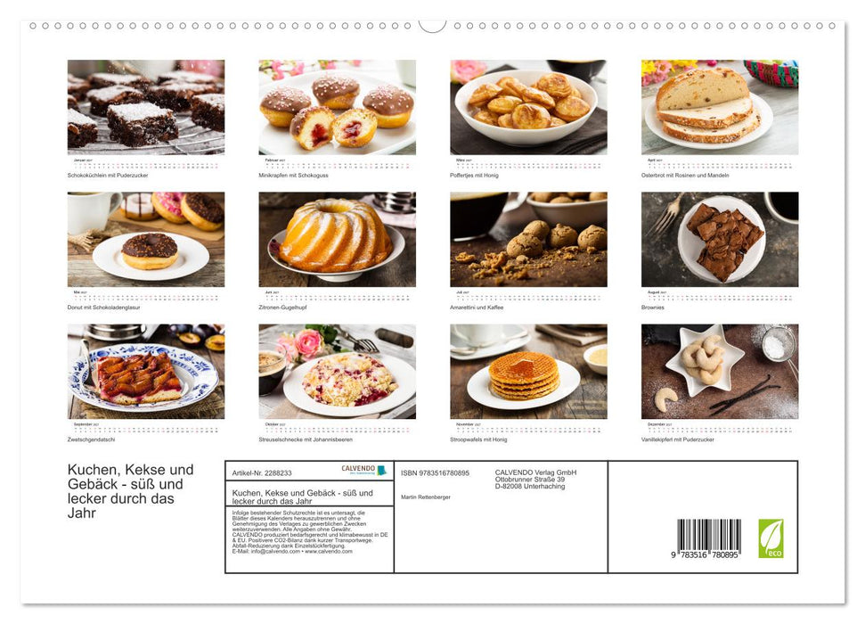 Kuchen, Kekse und Gebäck - süß und lecker durch das Jahr (CALVENDO Premium Wandkalender 2027)
