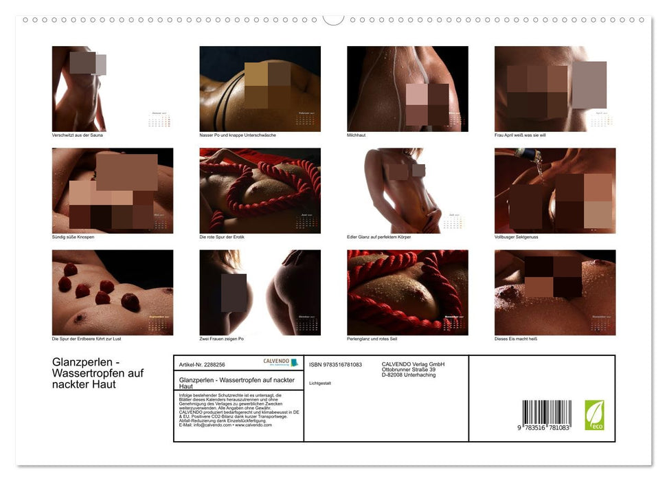Glanzperlen - Wassertropfen auf nackter Haut (CALVENDO Premium Wandkalender 2027)