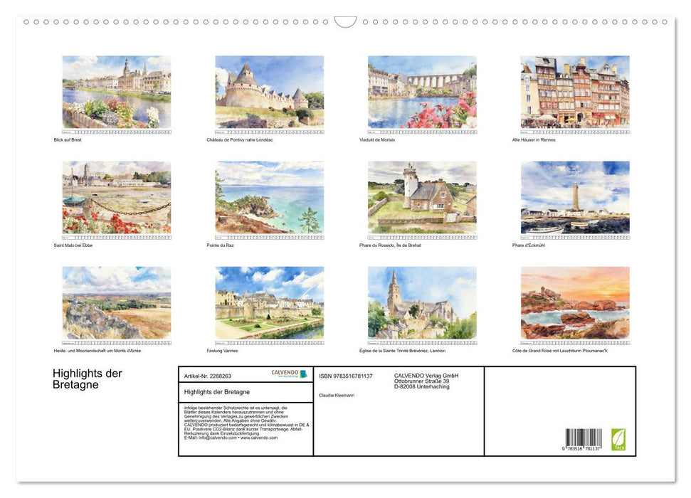 Highlights der Bretagne (CALVENDO Wandkalender 2027)