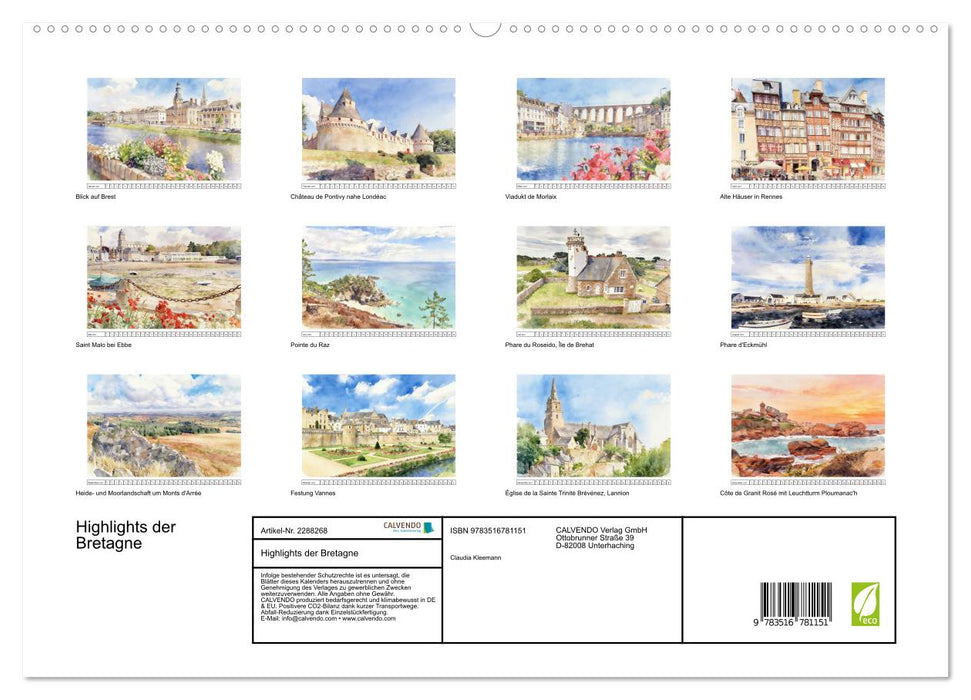 Highlights der Bretagne (CALVENDO Premium Wandkalender 2027)