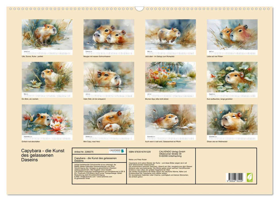 Capybara - die Kunst des gelassenen Daseins (CALVENDO Wandkalender 2027)