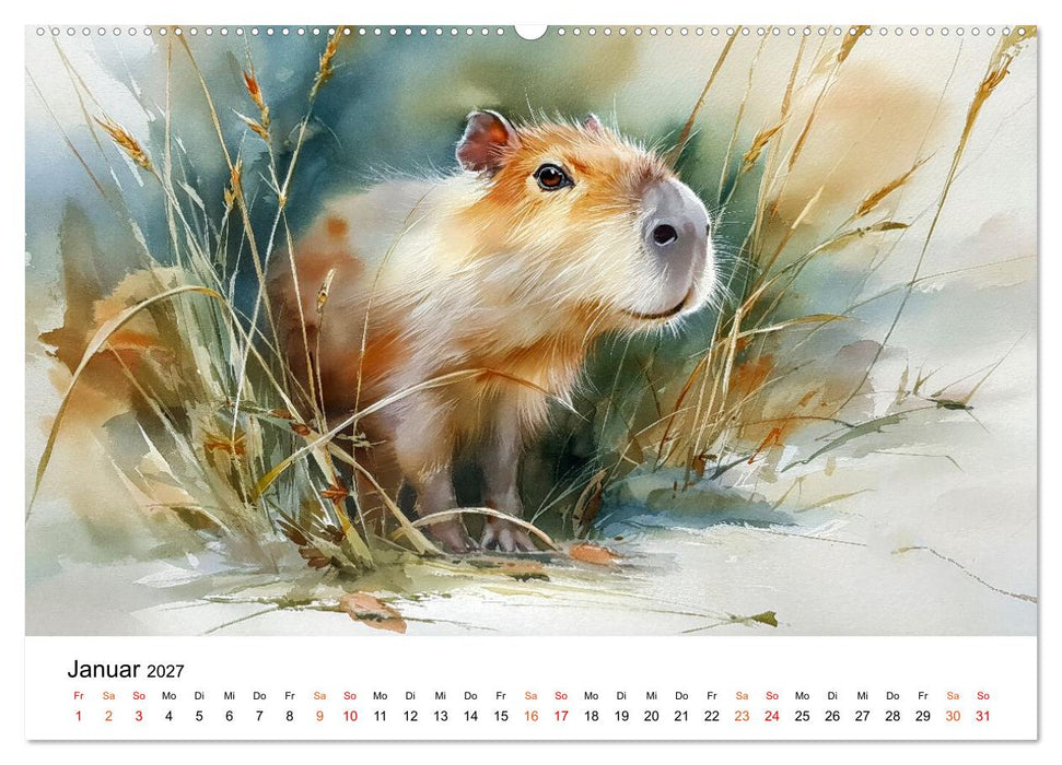 Capybara - die Kunst des gelassenen Daseins (CALVENDO Wandkalender 2027)
