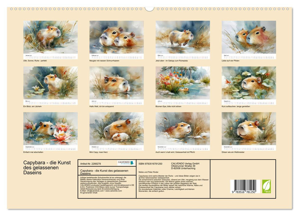 Capybara - die Kunst des gelassenen Daseins (CALVENDO Premium Wandkalender 2027)