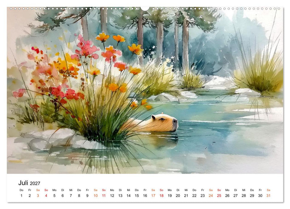 Capybara - die Kunst des gelassenen Daseins (CALVENDO Premium Wandkalender 2027)