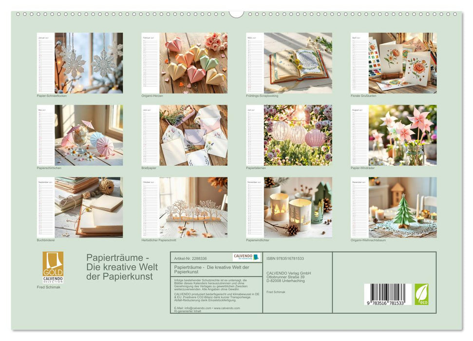 Papierträume - Die kreative Welt der Papierkunst (CALVENDO Premium Wandkalender 2027)