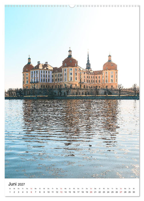 Sachsens Burgen und Schlösser mit Ortsangaben (CALVENDO Premium Wandkalender 2027)