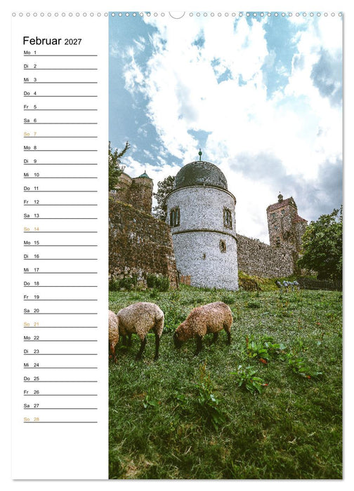 Sachsens Burgen und Schlösser - Beschreibbarer Kalender mit Ortsangaben (CALVENDO Premium Wandkalender 2027)