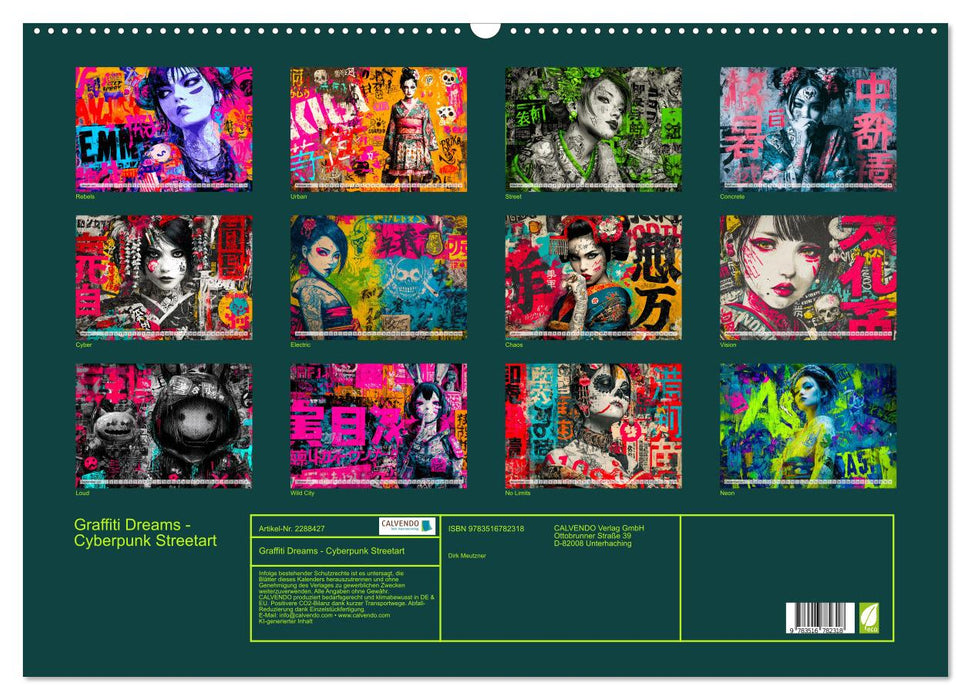 Graffiti Dreams - Cyberpunk Streetart (CALVENDO Wandkalender 2027)
