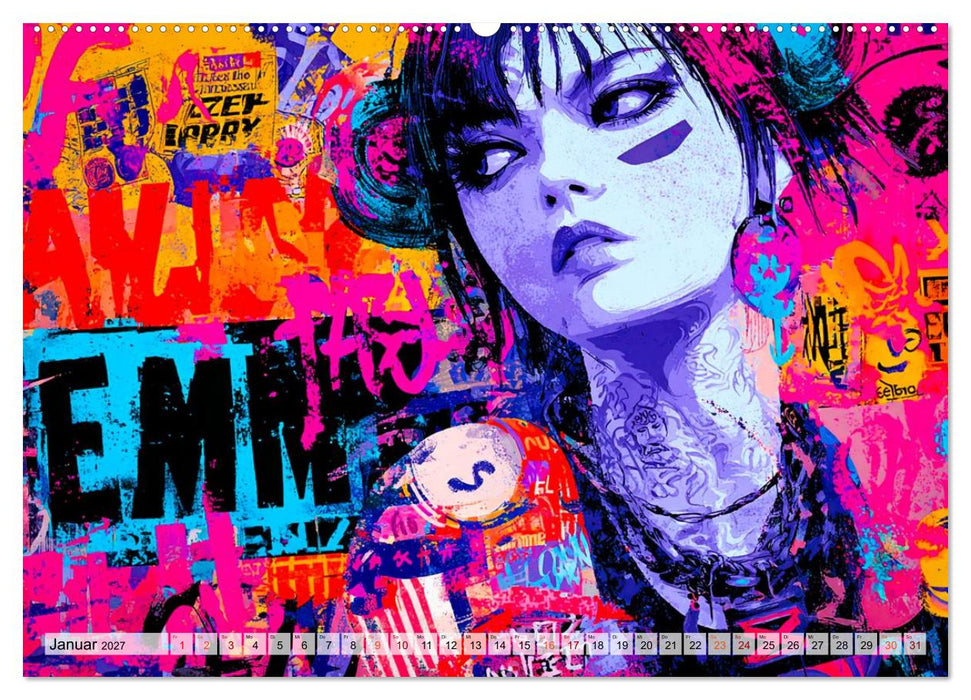 Graffiti Dreams - Cyberpunk Streetart (CALVENDO Wandkalender 2027)