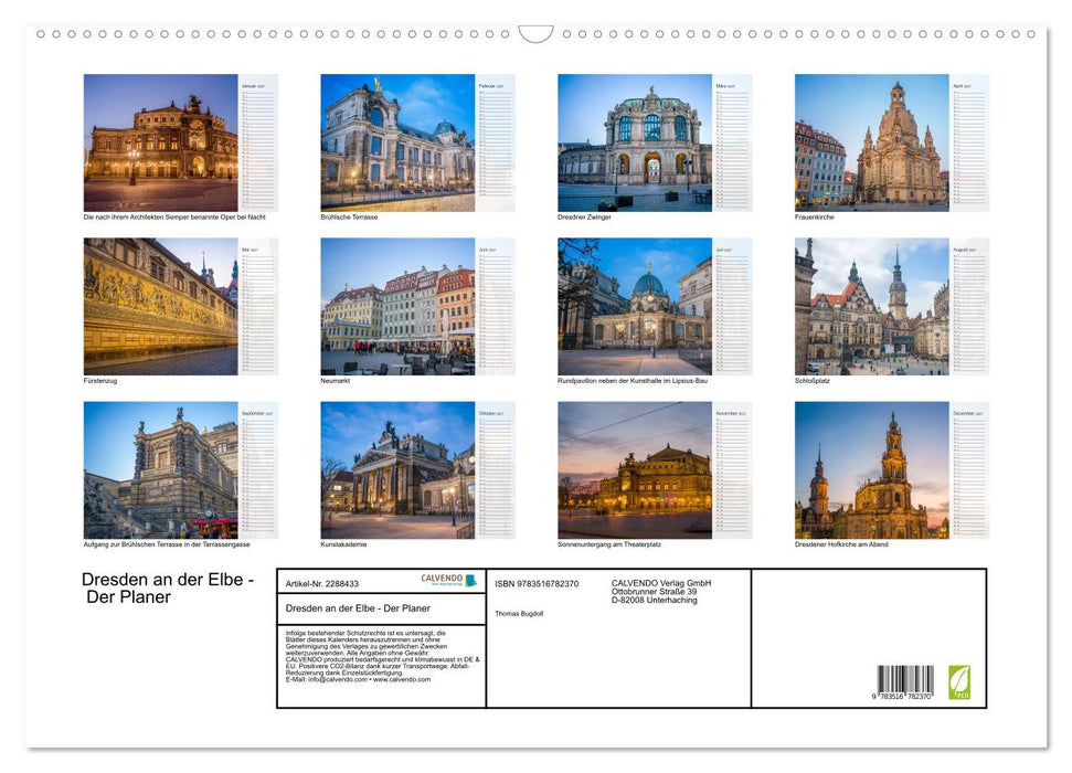 Dresden an der Elbe - Der Planer (CALVENDO Wandkalender 2027)