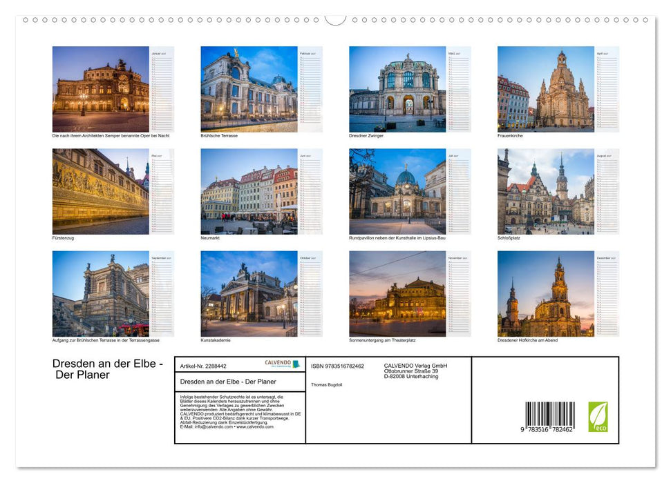 Dresden an der Elbe - Der Planer (CALVENDO Premium Wandkalender 2027)