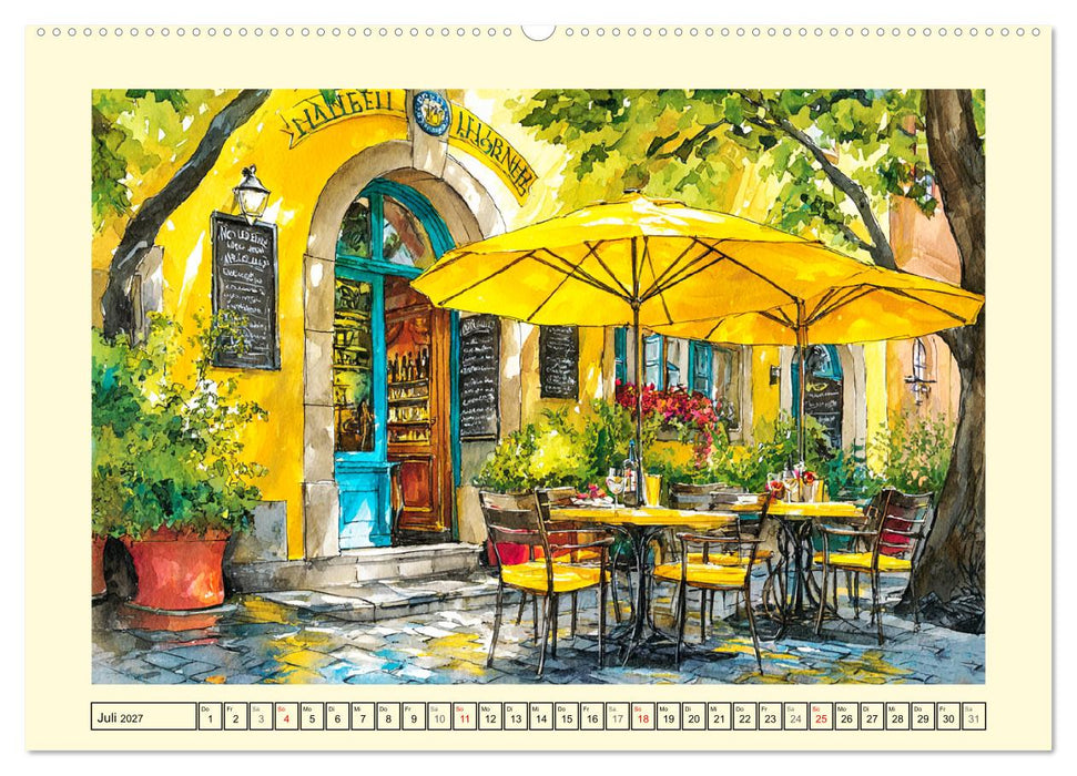 Gastgarten Idylle. Sommerliche Freude im Aquarellstil (CALVENDO Premium Wandkalender 2027)