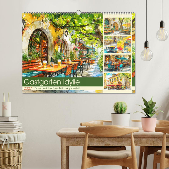 Gastgarten Idylle. Sommerliche Freude im Aquarellstil (CALVENDO Wandkalender 2027)