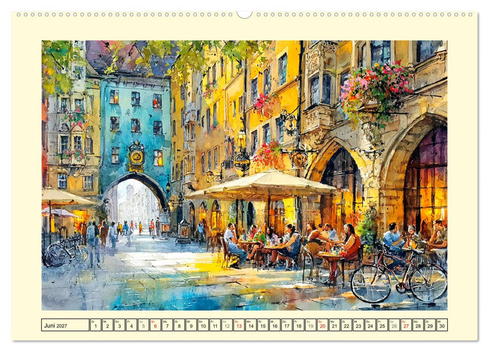 Gastgarten Idylle. Sommerliche Freude im Aquarellstil (CALVENDO Wandkalender 2027)