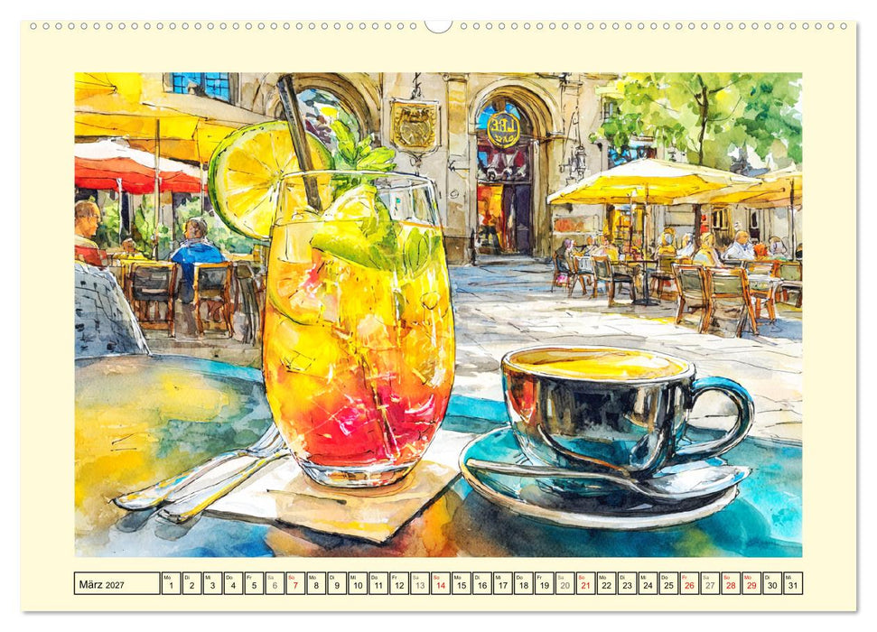 Gastgarten Idylle. Sommerliche Freude im Aquarellstil (CALVENDO Premium Wandkalender 2027)