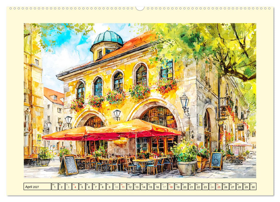 Gastgarten Idylle. Sommerliche Freude im Aquarellstil (CALVENDO Premium Wandkalender 2027)