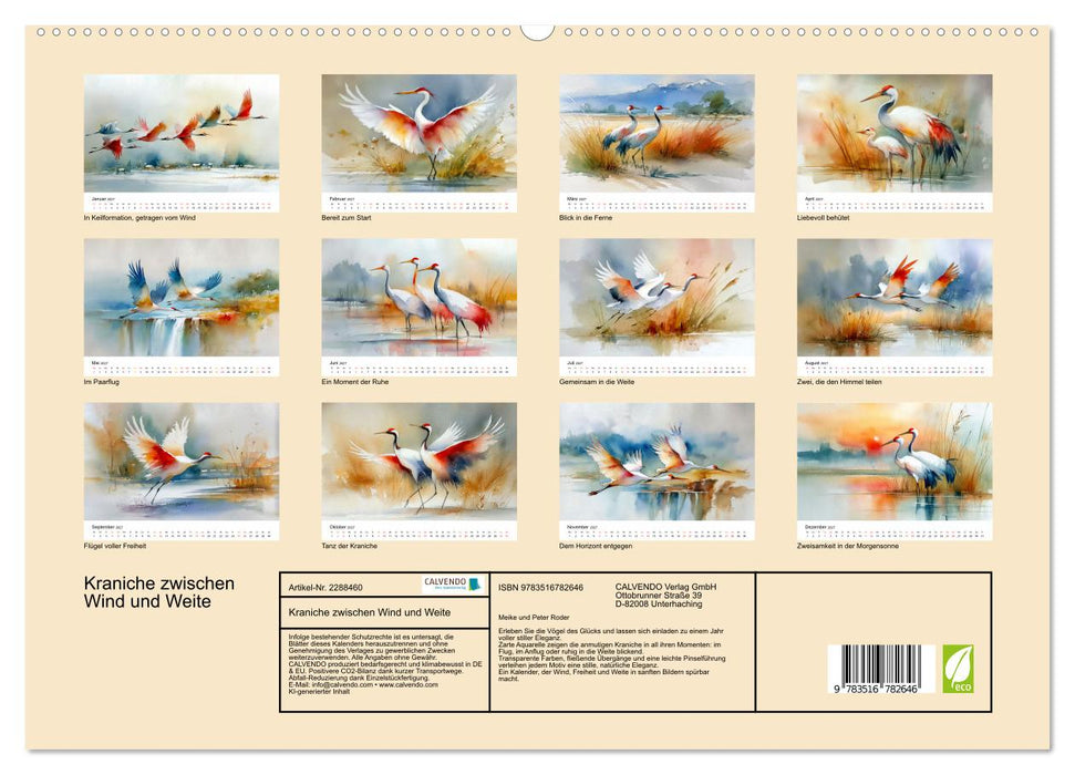 Kraniche zwischen Wind und Weite (CALVENDO Premium Wandkalender 2027)