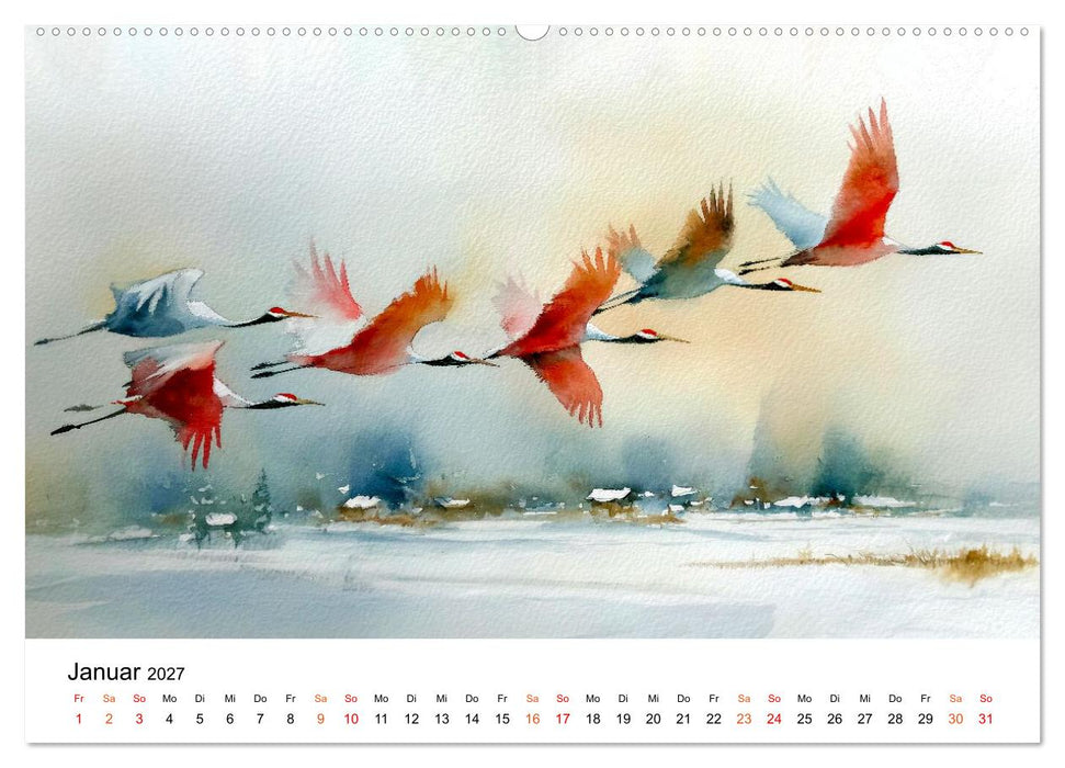 Kraniche zwischen Wind und Weite (CALVENDO Premium Wandkalender 2027)