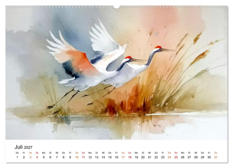Kraniche zwischen Wind und Weite (CALVENDO Premium Wandkalender 2027)