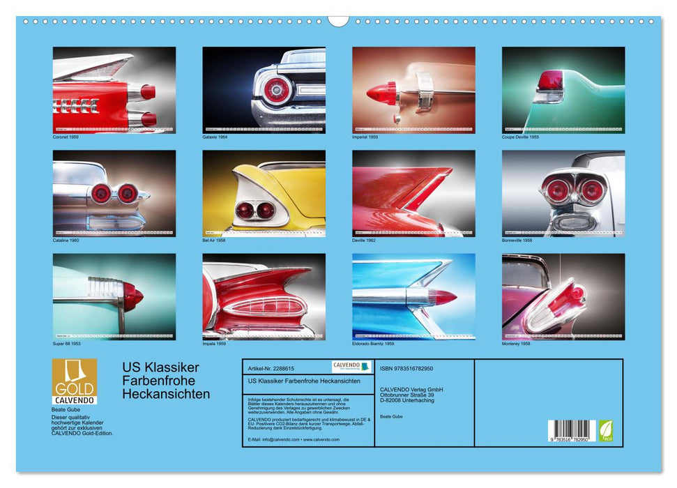 US Klassiker Farbenfrohe Heckansichten (CALVENDO Wandkalender 2027)