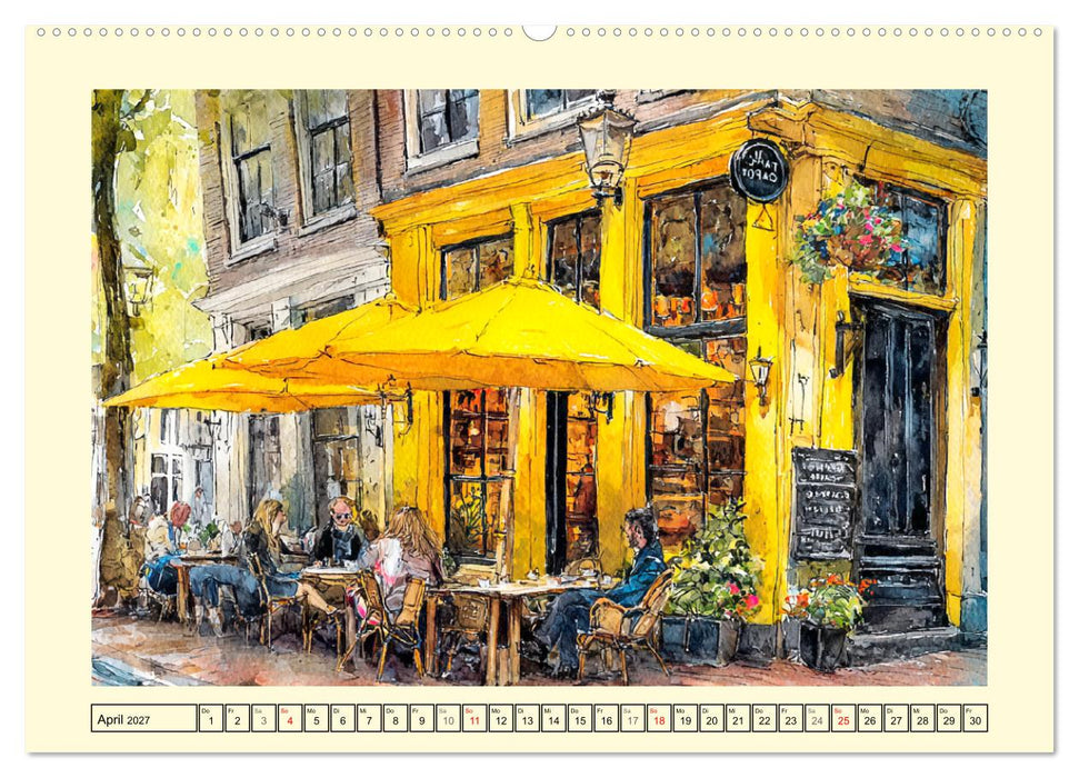 Niederlande. Aquarelle zwischen Grachten und Tulpenfeldern (CALVENDO Premium Wandkalender 2027)