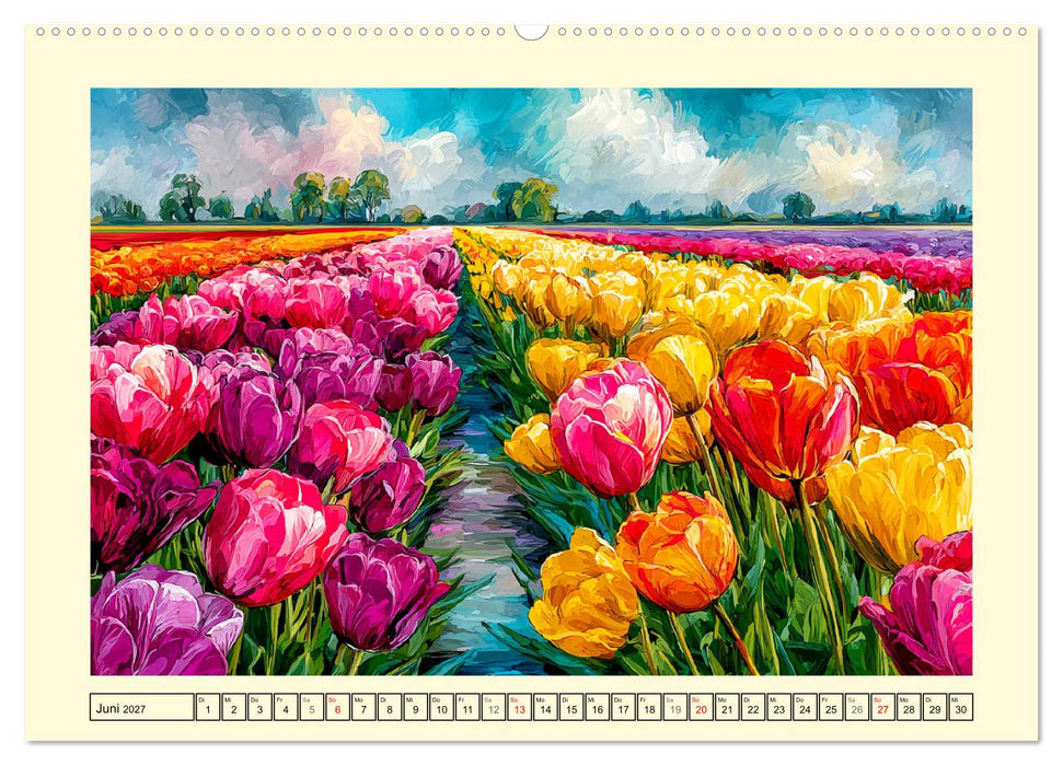 Niederlande. Aquarelle zwischen Grachten und Tulpenfeldern (CALVENDO Premium Wandkalender 2027)