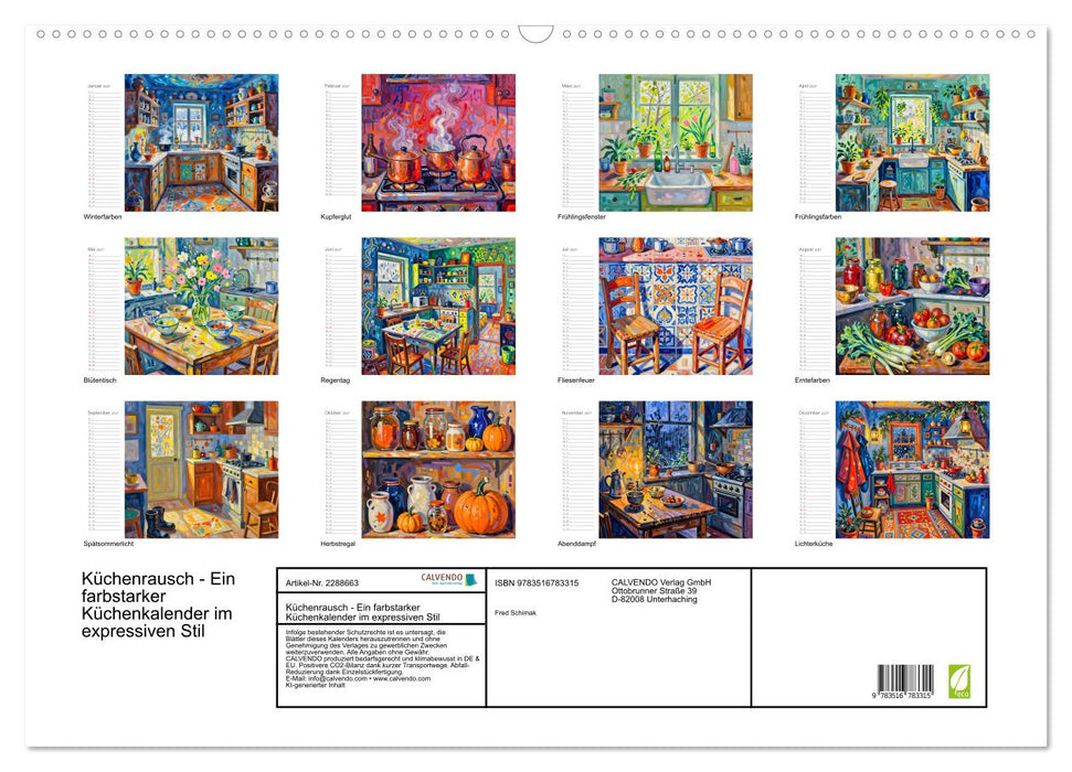 Küchenrausch - Ein farbstarker Küchenkalender im expressiven Stil (CALVENDO Wandkalender 2027)