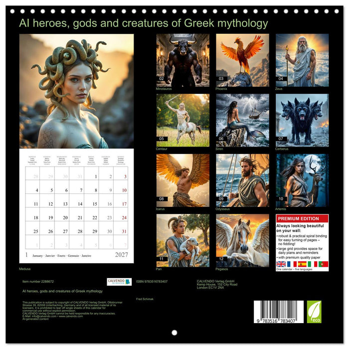 AI heroes, gods and creatures of Greek mythology (CALVENDO Monthly Calendar 2027)
