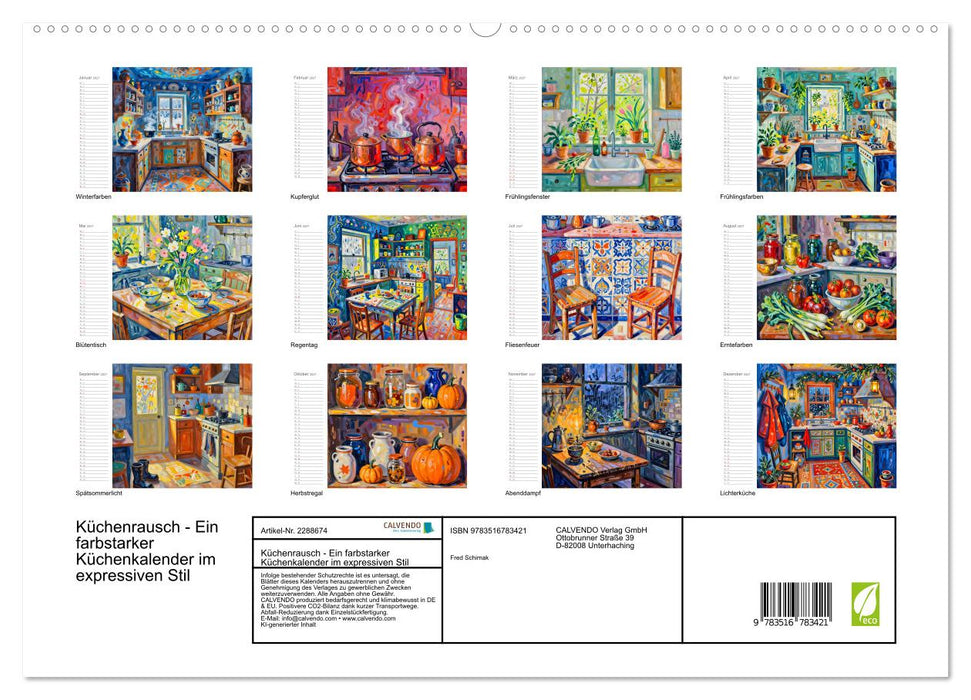 Küchenrausch - Ein farbstarker Küchenkalender im expressiven Stil (CALVENDO Premium Wandkalender 2027)
