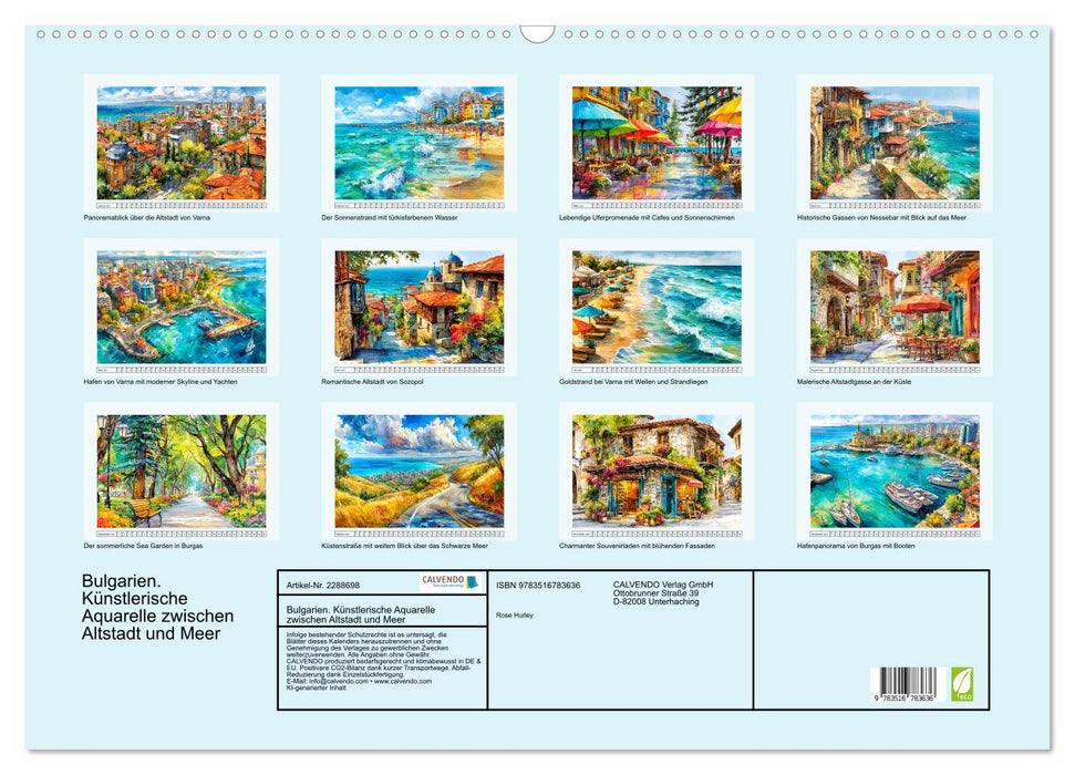 Bulgarien. Künstlerische Aquarelle zwischen Altstadt und Meer (CALVENDO Wandkalender 2027)