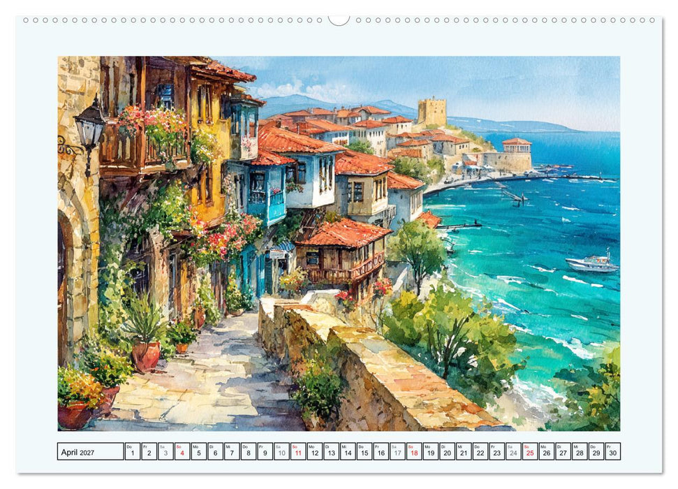 Bulgarien. Künstlerische Aquarelle zwischen Altstadt und Meer (CALVENDO Wandkalender 2027)