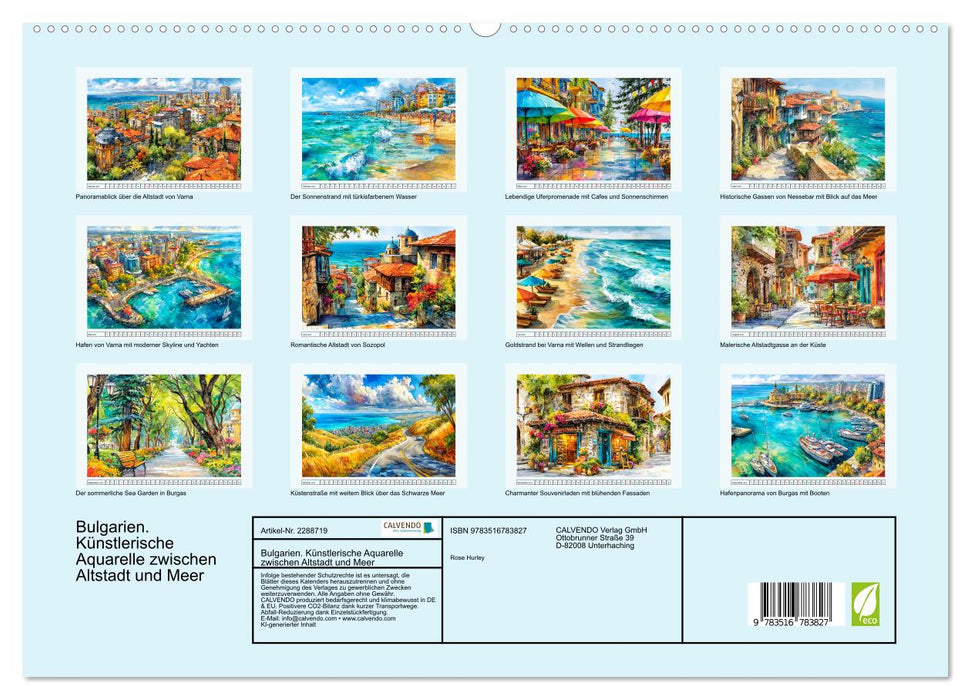 Bulgarien. Künstlerische Aquarelle zwischen Altstadt und Meer (CALVENDO Premium Wandkalender 2027)
