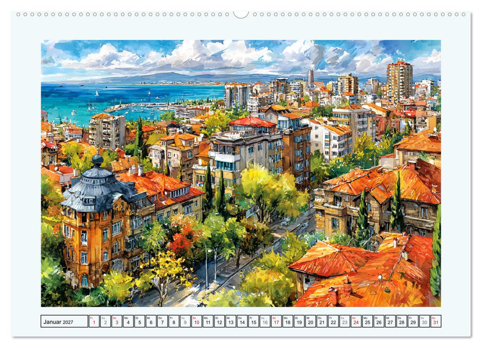 Bulgarien. Künstlerische Aquarelle zwischen Altstadt und Meer (CALVENDO Premium Wandkalender 2027)