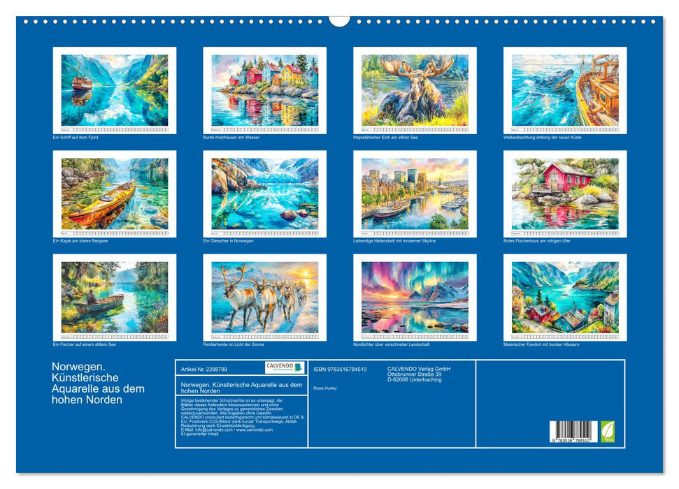 Norwegen. Künstlerische Aquarelle aus dem hohen Norden (CALVENDO Wandkalender 2027)