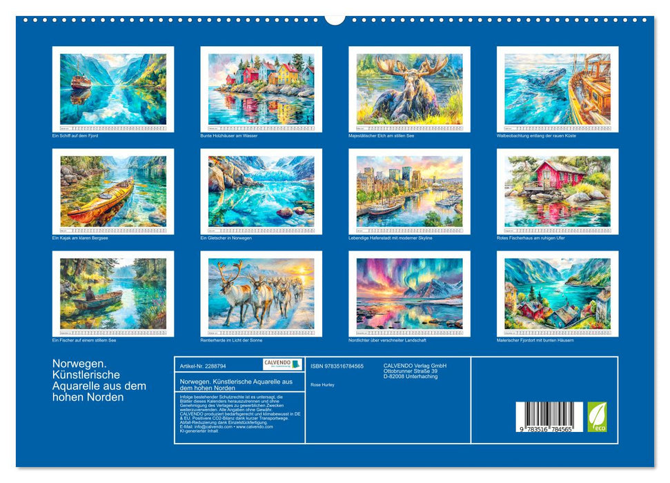 Norwegen. Künstlerische Aquarelle aus dem hohen Norden (CALVENDO Premium Wandkalender 2027)