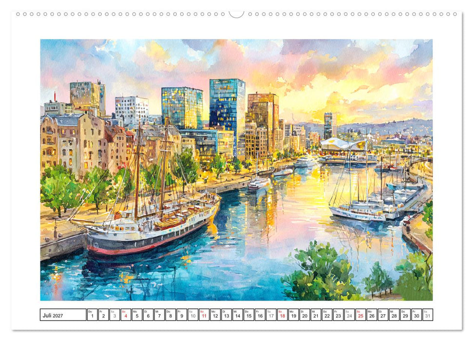 Norwegen. Künstlerische Aquarelle aus dem hohen Norden (CALVENDO Premium Wandkalender 2027)