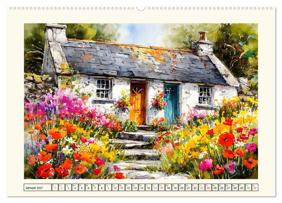 Irland. Künstlerische Aquarelle zwischen Küste und Hochland (CALVENDO Wandkalender 2027)