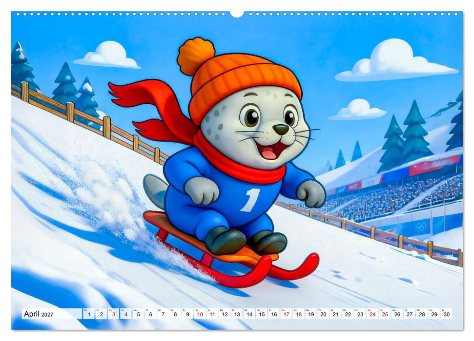 Tierischer Wintersport - Lustige Tiere im Schnee (CALVENDO Wandkalender 2027)