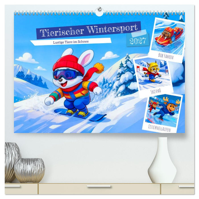 Tierischer Wintersport - Lustige Tiere im Schnee (CALVENDO Premium Wandkalender 2027)