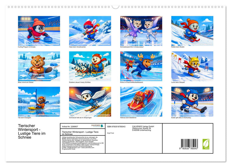 Tierischer Wintersport - Lustige Tiere im Schnee (CALVENDO Premium Wandkalender 2027)