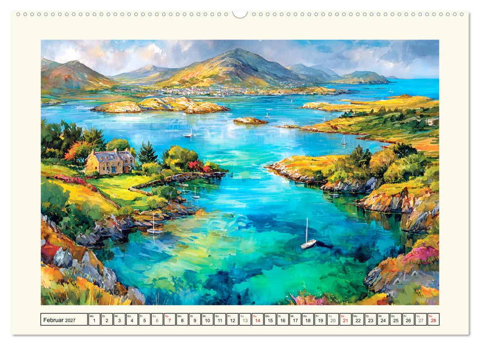 Irland. Künstlerische Aquarelle zwischen Küste und Hochland (CALVENDO Premium Wandkalender 2027)