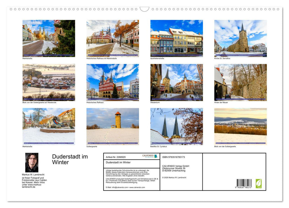 Duderstadt im Winter (CALVENDO Wandkalender 2027)