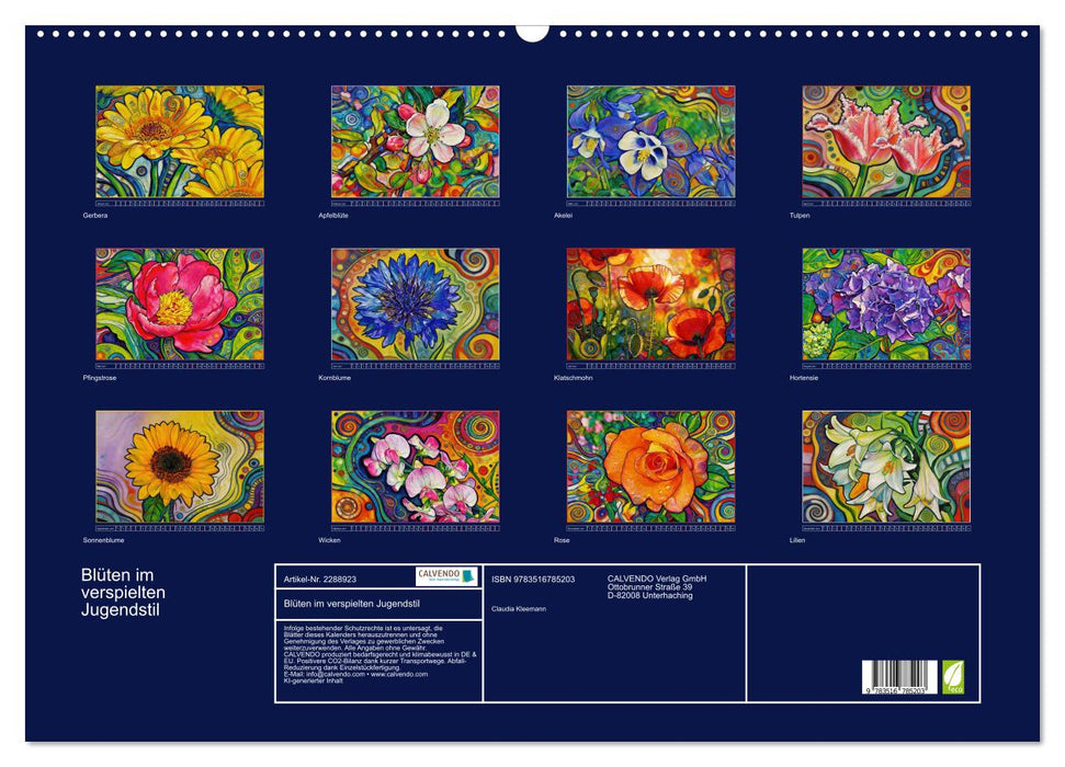 Blüten im verspielten Jugendstil (CALVENDO Wandkalender 2027)